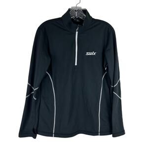 Swix Women's 1/4 Zip Shirt Size Large Black Base Layer Outdoor Ski